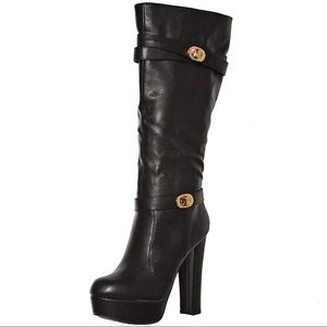 Mid-Calf Chunky Heel Platform Boot